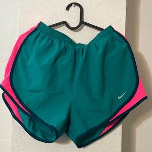 Teal/ hot pink running shorts